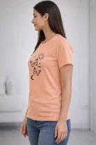 Cotton Blend Printed T-shirt for Men, Peach 