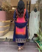 Salwar Suit With Print Embroidery and Dupatta for Women 