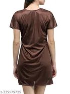 Satin Solid Babydoll for Women, Brown 