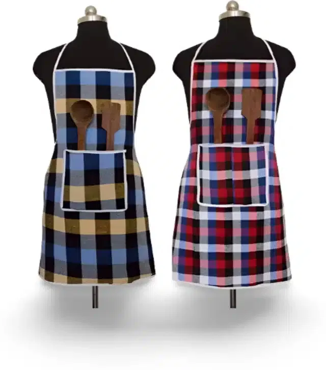 Cotton Kitchen Aprons (Multicolor, Pack of 2)