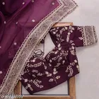 Georgette Solid Saree For Women, Purple