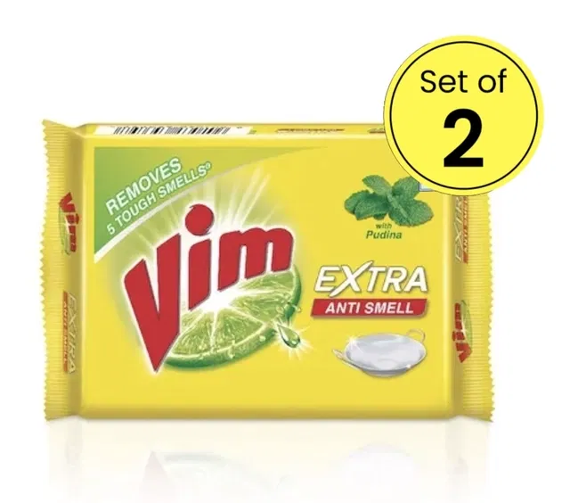 विम एक्स्ट्रा एंटी स्मेल पुदीना बार 2X250 gm (सेट ऑफ़ 2)