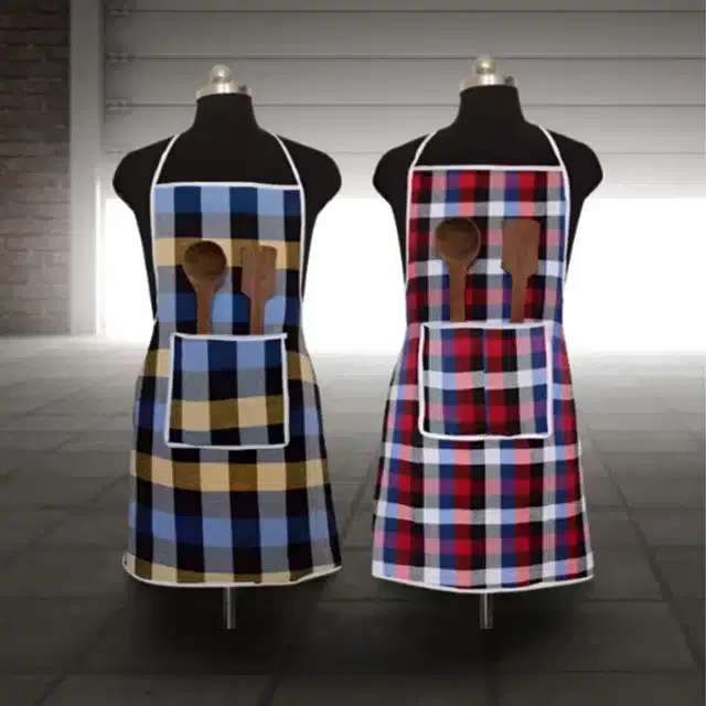 Cotton Kitchen Aprons (Multicolor, Pack of 2)