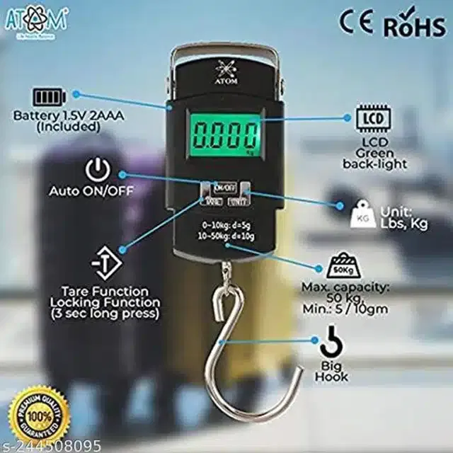 Portable Hanging Digital Weight Machine (Black)