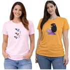 Cotton Blend T-shirt for Women, Yellow & Pink , Pack of 2 