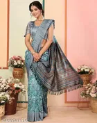 Art Silk Printed Saree for Women, Green 