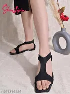 Shoetopia Girls Flat Sandals Black Size 6.0