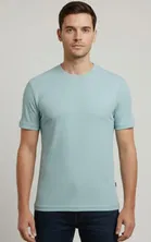 Round Neck Solid T-Shirt For Men, Sea Green 
