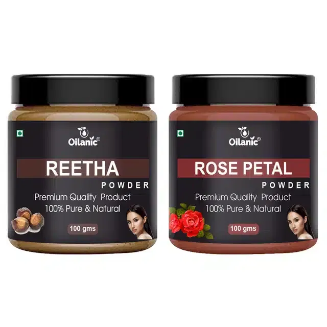 Natural Reetha & Rose Petal Powder for Skin & Hair (Pack of 2, 100 g)