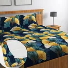 Microfibre Fitted Big Leaf Bedsheet 78x72in Blue