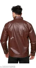 Synthetic Leather Full Sleeves Solid Jacket for Men 