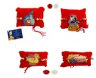 Wooden 4 Pcs Rakhi with Greeting card, Roli 