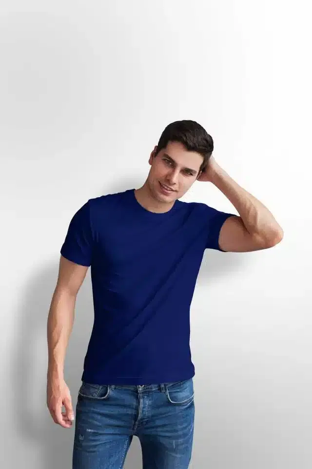 Half Sleeves T-Shirt for Men (Navy Blue, XL)