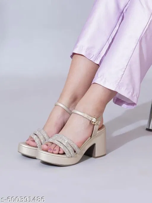 Shoetopia Embellished Heel Sandals - Pink (IND-6)