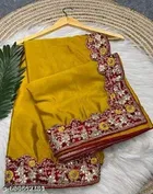 Georgette Embellished Saree For Women, Yellow