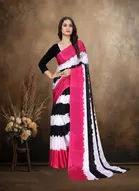 Art Silk Printed Saree for Women, Pink 