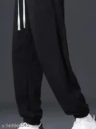Cotton Blend Solid Trackpant for Men, Black 