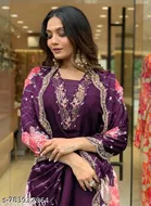 Embroidered Chanderi Silk Kurta Set for Women 