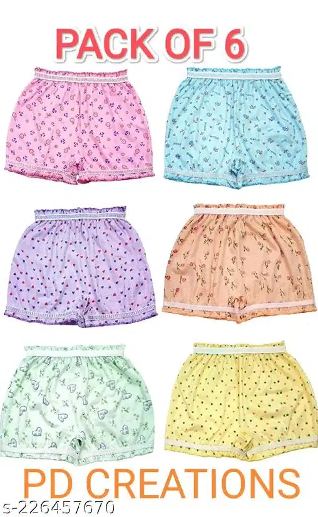 Cotton Innerwear Shorts for Kids (Multicolor, 3-4 Years) (Pack of 6)