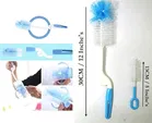 Combo 2-in-1 baby bottle and nipple cleaning brush set featuring a long handle for cleaning bottles and a smaller brush for nipples 