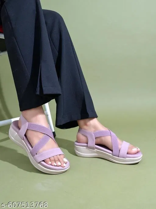 Shoetopia Heel Sandals (Purple, IND-6)