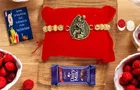 Combo of Metal Rakhi, Greeting Card, Roli  & Chocolate 