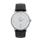 Titan Leather Strap Analog Watch for Men (Black)