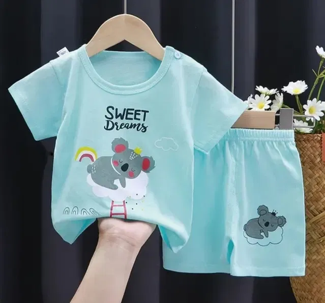 Hosiery Clothing Set for Kids (Sky Blue, 12-18 Months)
