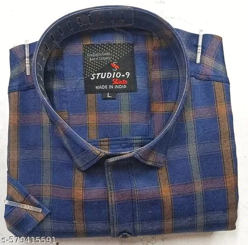 Cotton Blend Checked Shirt for Men, Brown (XL) Pack of 1