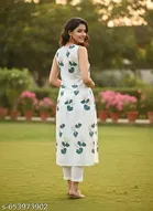 Teal Floral Printed Kurti for Women 