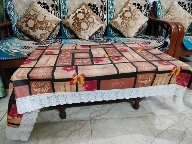 PVC Printed 4 Seaters Table Cover (Multicolor, 40x60 inches)