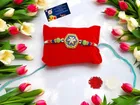 Metal Rakhi with Greeting Card & Roli Chawal 