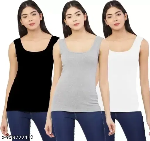 Camisole for Women, Multicolor, Pack of 3 (L)
