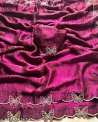 Silk Printed Saree for Women, Purple 