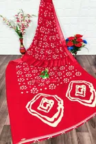 Linen Bandhani Saree for Women 