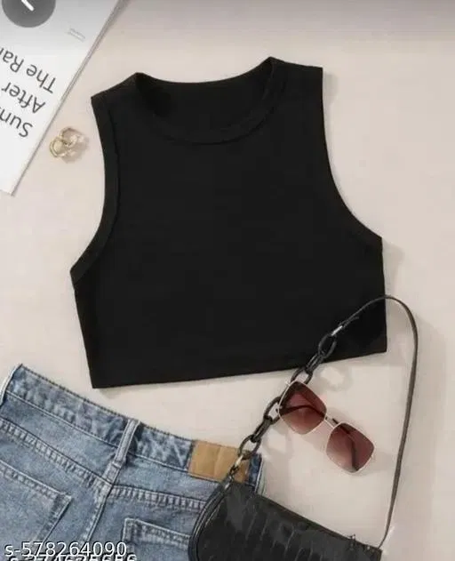 Hosiery Cotton Solid Top for Girls, Black (8-9 Years)