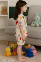 Cotton Blend Night Suit for Girls 