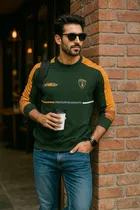 Fleece Printed Sweatshirt for Men, Green 