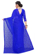Net Solid Saree for Women 