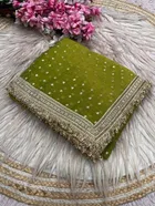 Bollywood Satin Butti Embroidered Saree for Women 