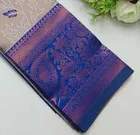 Dola Silk Zari Woven Saree for Women, Beige & Blue 