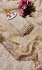 Bollywood Satin Butti Embroidered Saree for Women 