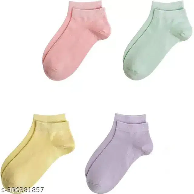 Cotton Socks for Women (Multicolor, Set of 4)