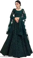 Net Embroidered Semi Stitched Lehenga Choli with Dupatta for Women 