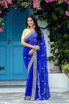 Simple Blue Saree for Women 