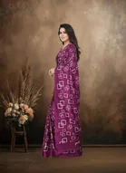 Art Silk Printed Saree for Women, Wine 