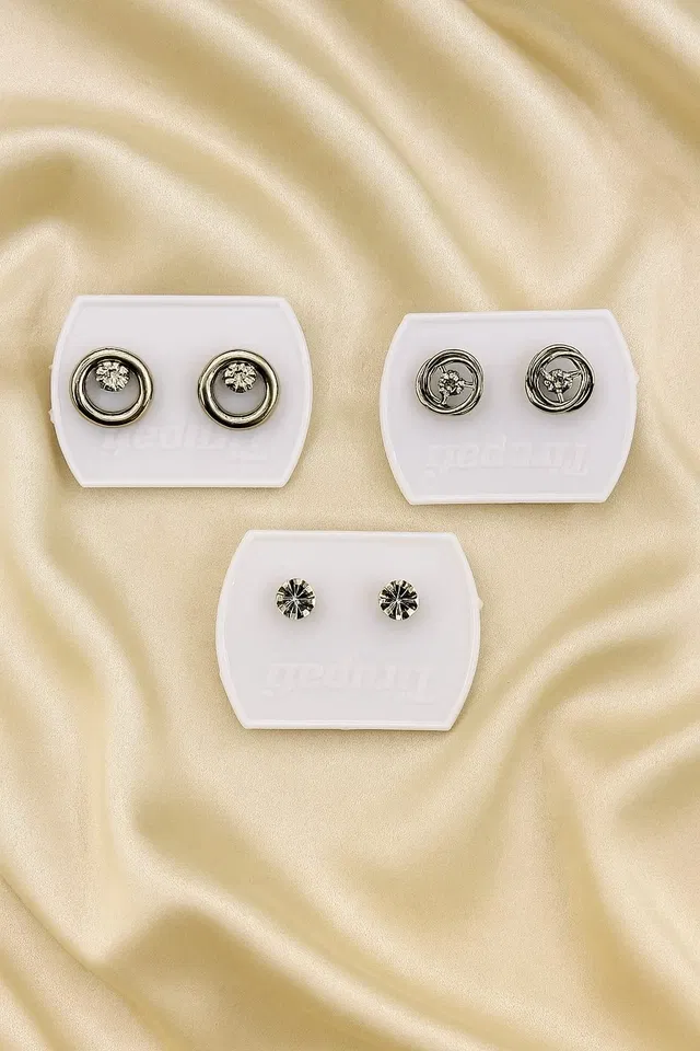 Women's Metal Stud Earring Combo (Pack of 3)