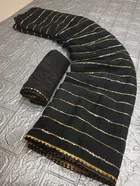 Chiffon Embroidered Saree for Women (Black, 6.3 m)