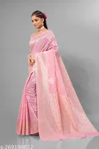 Cotton Linen Zari Woven Saree for Women 