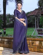 Georgette Embellished Saree For Women, Blue